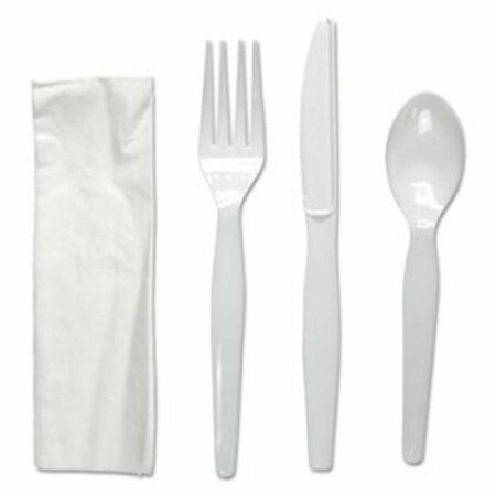 RAZOREDGE BWK Four-Piece Utensil Cutlery Kit, Fork & Knife & Napkin & Teaspoon, Heavyweight, White RA3209338